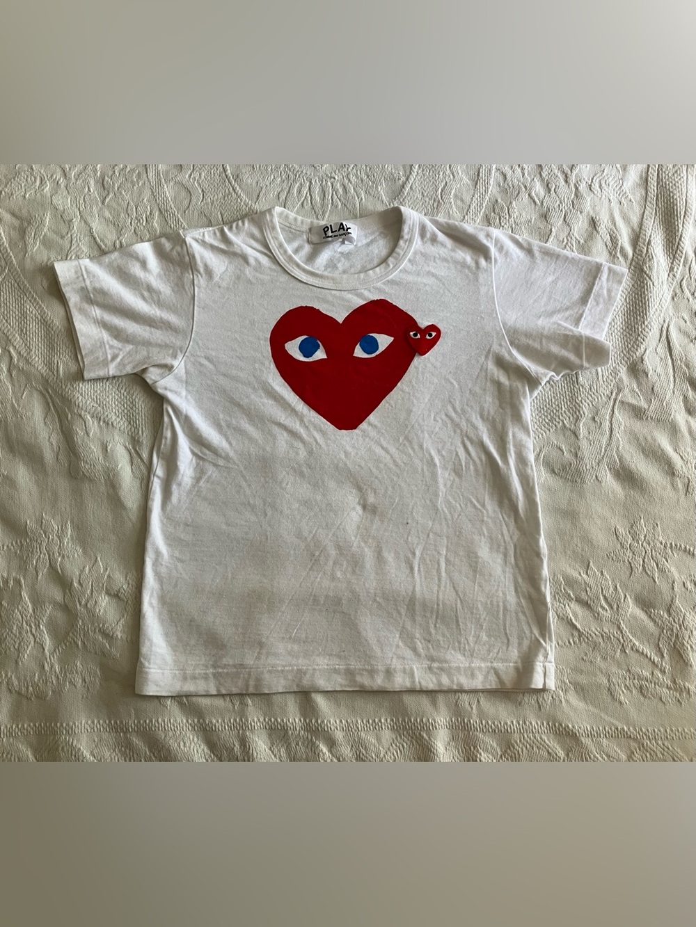 COMME DES GARÇONS PLAY Double Heart Tee – Tagged Medium, Fits XS